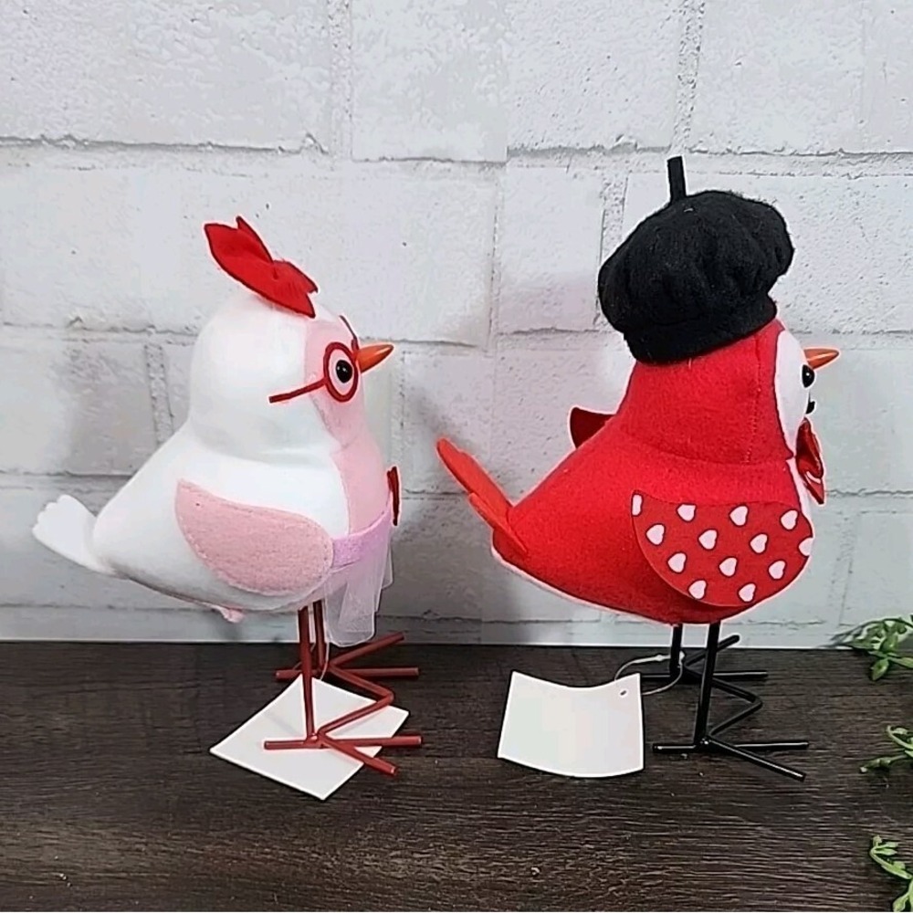 Valentines Day‎ Birds Fabric Bird Red Pink Black Hearts Holiday Design 2 Pc NEW - Picture 4 of 8